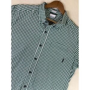 Columbia Green and White Gingham Button-Down Shirt